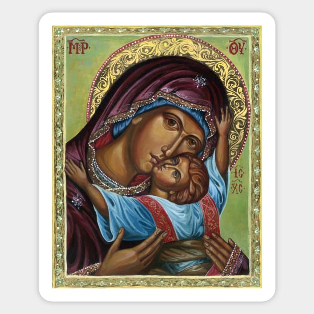 Pelagonitissa. The Virgin with the Playing Child. An Orthodox icon. Sticker by Lala Lotos